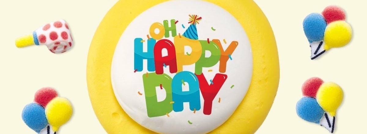 oh happy day birthday colorful edible cupcake topper design with balloons